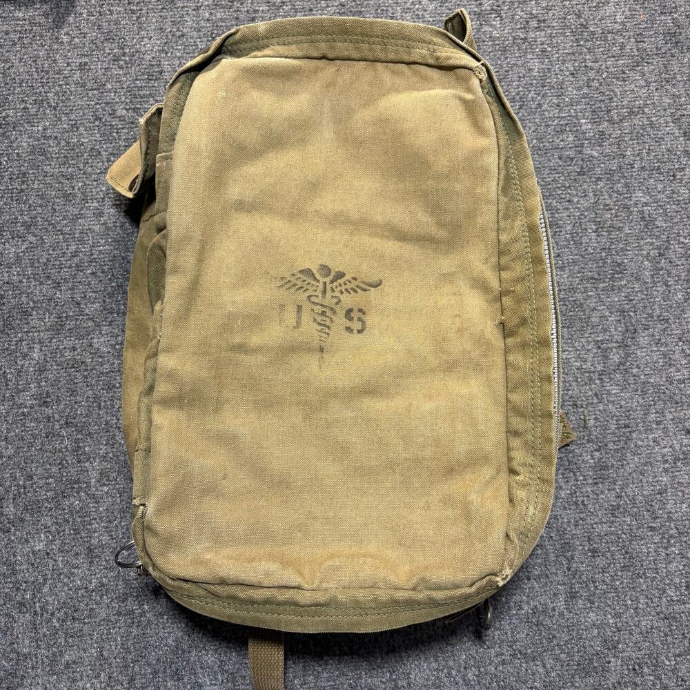 Vintage WWII US Army Canvas Medical Corps Corpsman Pouch Field Medic Bag Khaki